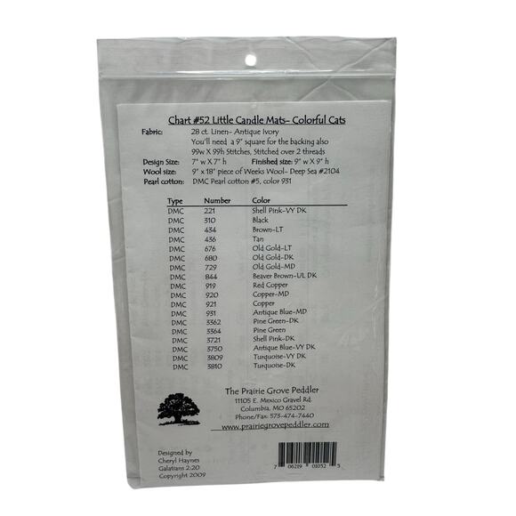 Prairie Grove Peddler Colorful Cats Candle Mats Cross Stitch Instructions #52 - Picture 2 of 2